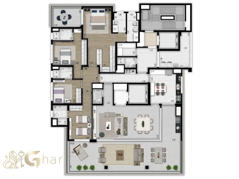 Apartamento 270m² planta 4 suítes Alameda Campinas Beyond Jardins São Paulo