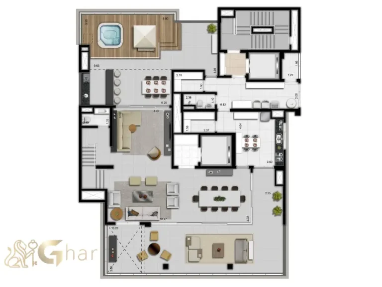 Planta duplex inferior Beyond Jardins São Paulo condomínio de luxo