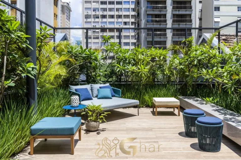 Lounge externo decorado Beyond Jardins São Paulo