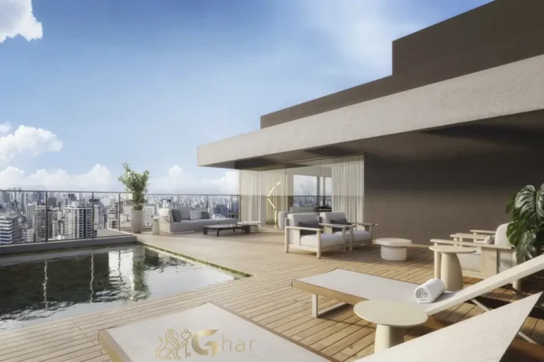 Área externa da cobertura de 428 m² no Edifício MAAM Paraíso