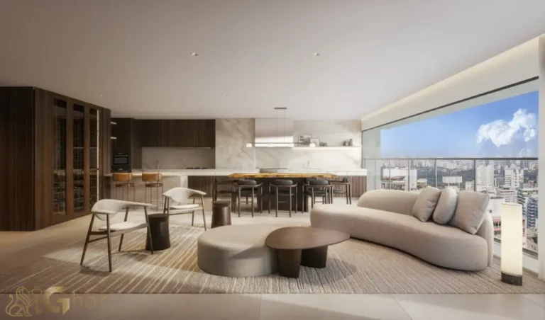 Living decorado do apartamento de 163 m² no Edifício MAAM Paraíso