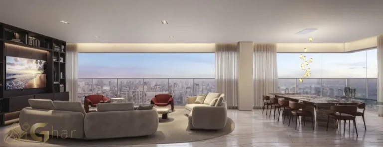 Living decorado do apartamento de 230 m² no Edifício MAAM Paraíso