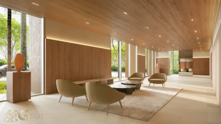 Lobby do Edifício MAAM Paraíso com decoração sofisticada