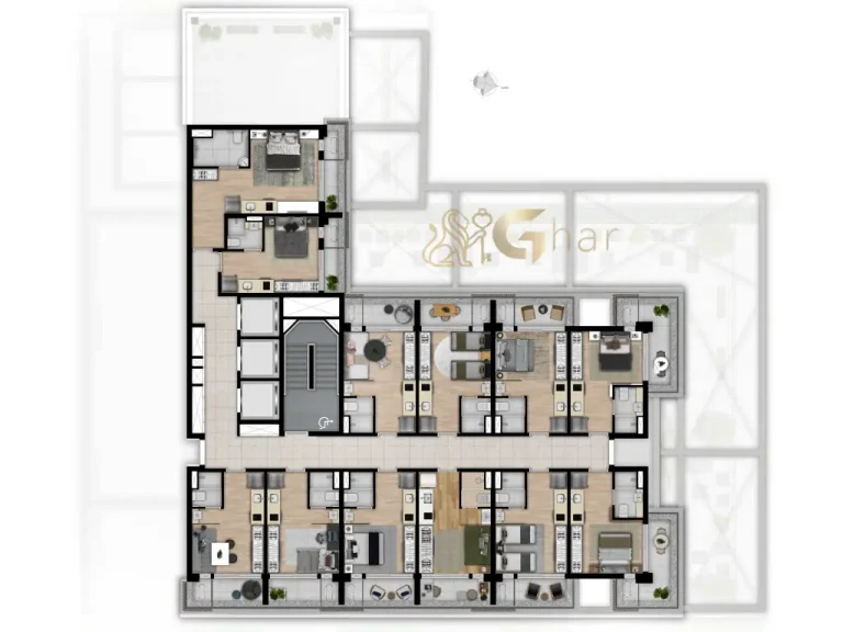 Planta pavimento residencial H.Paulista Studios Rua Desembargador Elizeu Guilherme