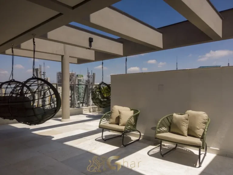 Lounge externo condomínio H.Paulista Studios Paraíso São Paulo