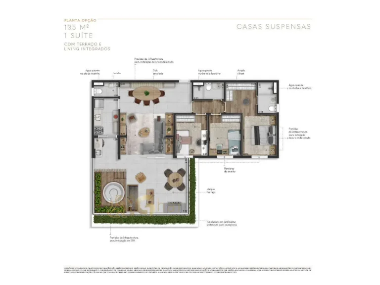 Planta apartamento 135 m² 1 suíte Natus Braz Leme Santana São Paulo