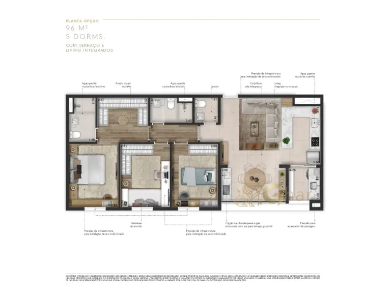 Apartamento 96 m² planta 3 dormitórios Natus Braz Leme Santana São Paulo