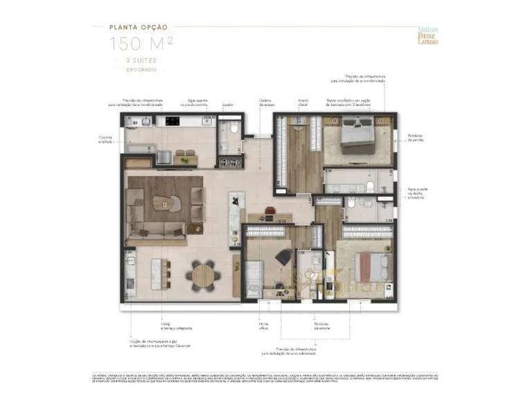 Apartamento 150 m² 3 suítes planta Natus Braz Leme Santana São Paulo