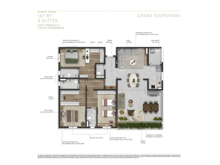 Planta apartamento 167 m² 3 suítes Natus Braz Leme Santana São Paulo