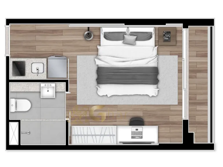Planta studio 21 m² Next Haddock Jardim Paulista São Paulo