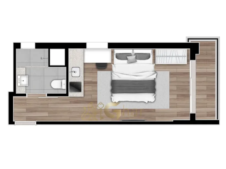 Planta studio 25 m² Next Haddock Jardim Paulista São Paulo