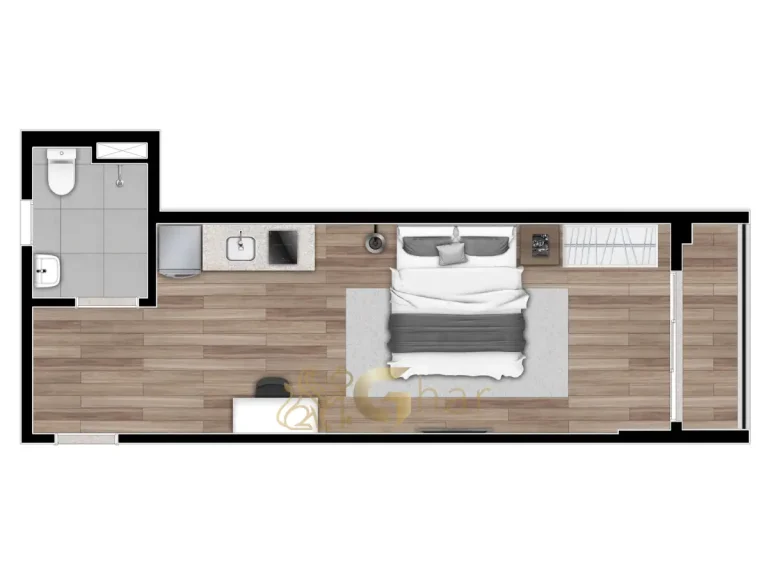Planta studio 32 m² Next Haddock Jardim Paulista São Paulo
