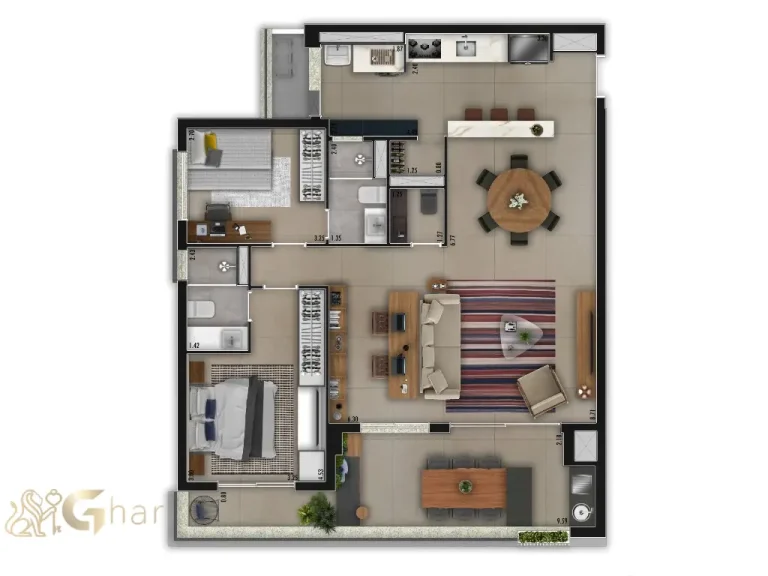 Planta apartamento 115m² 2 suítes Onze Vila Clementino São Paulo