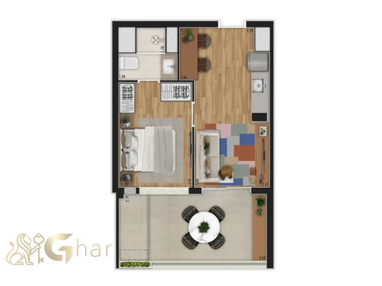 Planta apartamento 35m² Onze Vila Clementino São Paulo