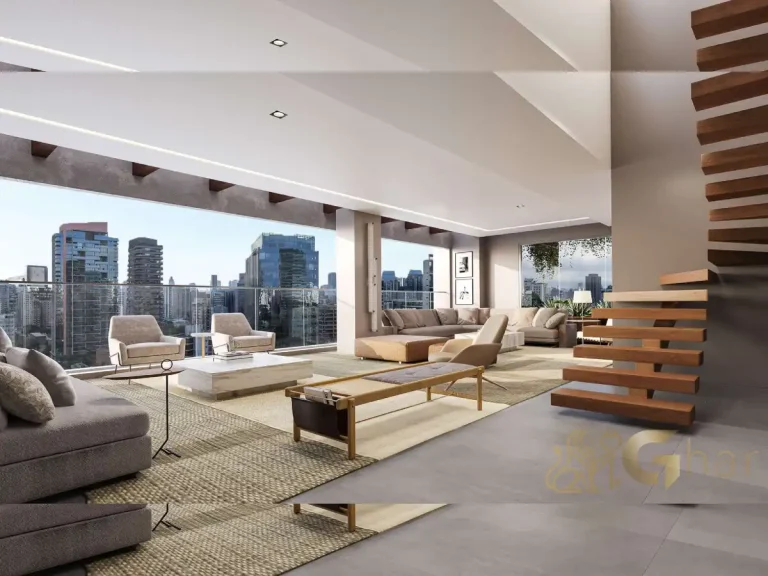 Living cobertura decorada Praça Faria Lima Vila Olímpia São Paulo