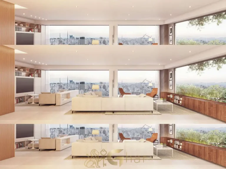 Sala de estar decorada Praça Faria Lima Vila Olímpia São Paulo