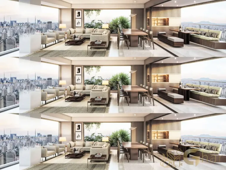 Living integrado terraço gourmet 226 m² Praça Faria Lima Vila Olímpia São Paulo