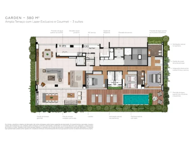 Planta garden 380 m² Praça Faria Lima Vila Olímpia São Paulo
