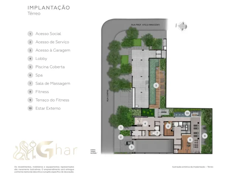 Planta áreas comuns térreo Praça Faria Lima Vila Olímpia São Paulo