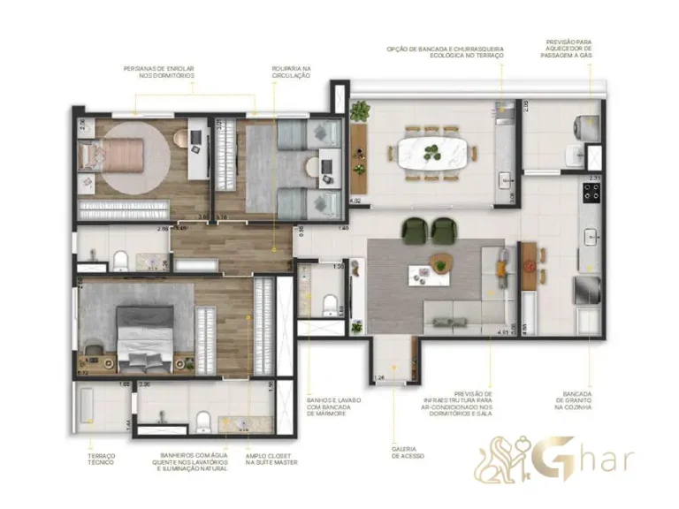 Planta apartamento 122 m² Sereno Jardim São Paulo