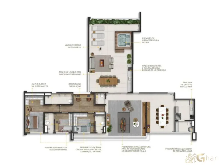Planta penthouse 220 m² Sereno Jardim São Paulo