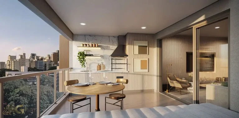 Terraço decorado apartamento 140m² Sintonia Ibirapuera São Paulo