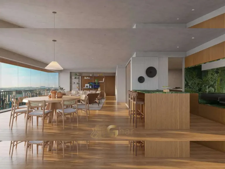 Living com sala de jantar gourmet Visar Jardim Europa