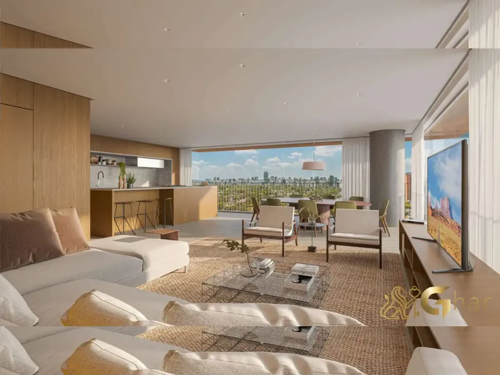 Living com terraço integrado Visar Jardim Europa