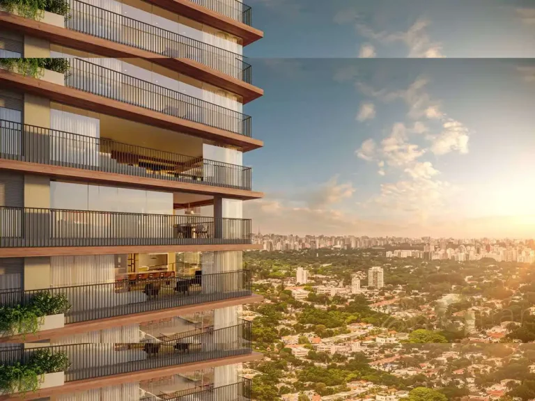 Fachada com varandas amplas Visar Jardim Europa