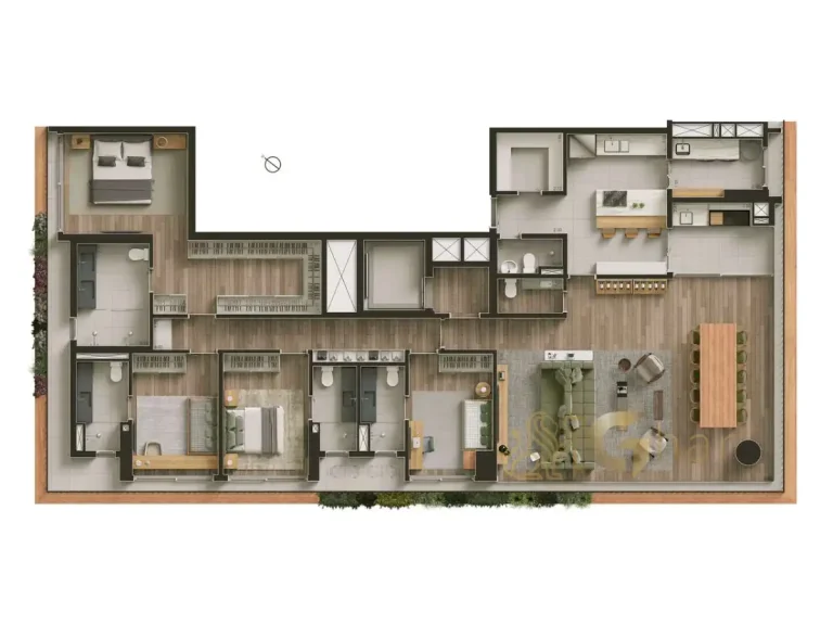 Planta apartamento 245 m² 4 quartos Visar Jardim Europa