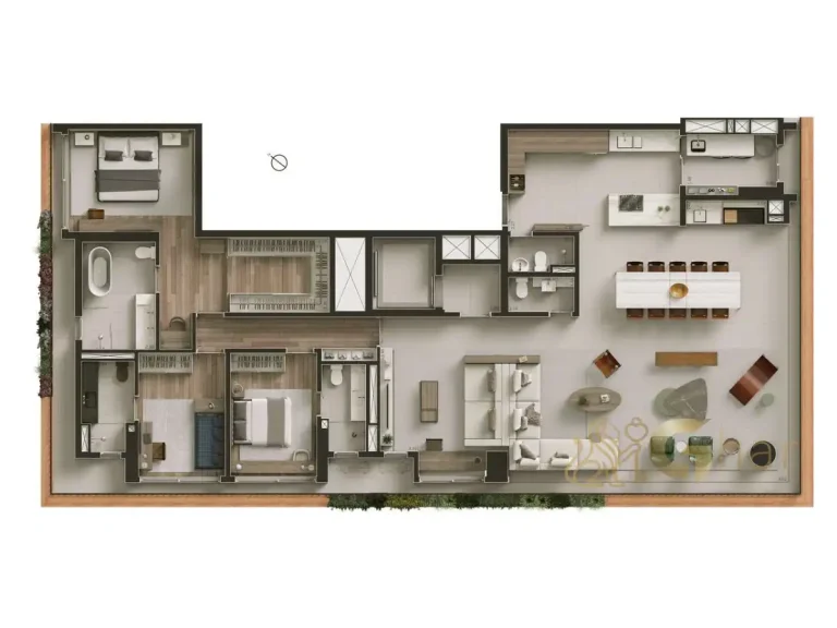 Planta apartamento 245 m² 3 quartos Visar Jardim Europa