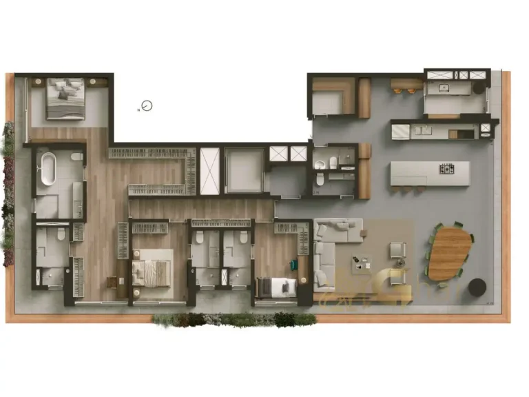 Planta apartamento 245 m² luxo Visar Jardim Europa