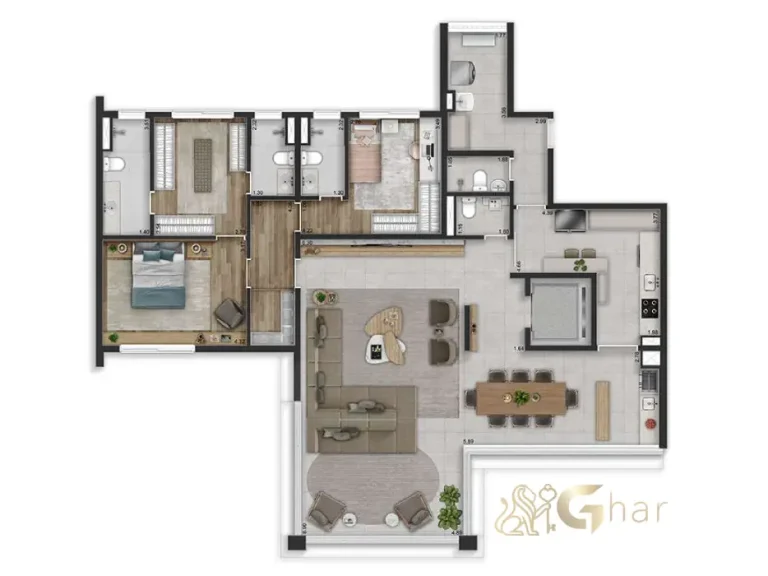 Apartamento planta 175 m² 2 suítes com suíte master ampliada, Vittrino Francisca Julia Santana São Paulo