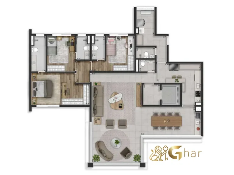 Planta 175 m² 3 suítes Vittrino Francisca Julia Santana São Paulo