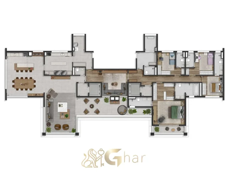 Planta 350 m² terraço integrado Vittrino Francisca Julia Santana São Paulo