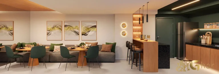 Espaço gourmet no condomínio 011 Brooklin Residence em São Paulo