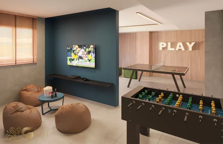 Salão de jogos no condomínio 011 Brooklin Residence em São Paulo