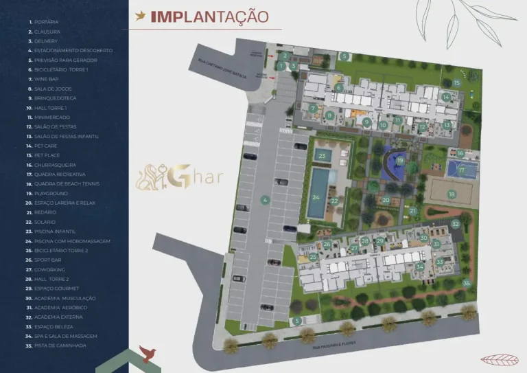 Planta de lazer térreo do condomínio 011 Brooklin Residence em São Paulo