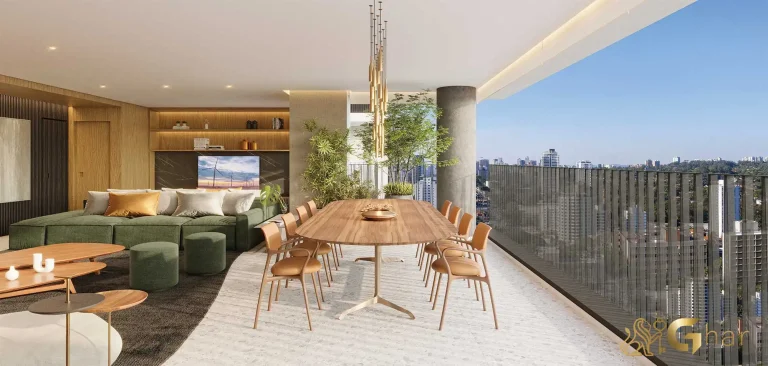 Apartamento de 215m² com living decorado no Agami Park Residences Moema