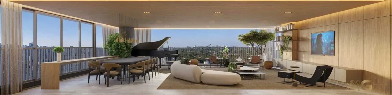 Living decorado em apartamento de 290m² no Agami Park Residences Moema