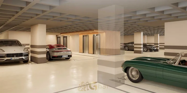Garagem com vagas amplas no Agami Park Residences Moema