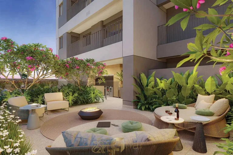 Lounge externo no Agami Park Residences Moema