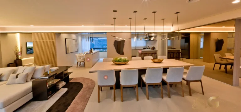 Apartamento decorado living no Ampère Brooklin São Paulo
