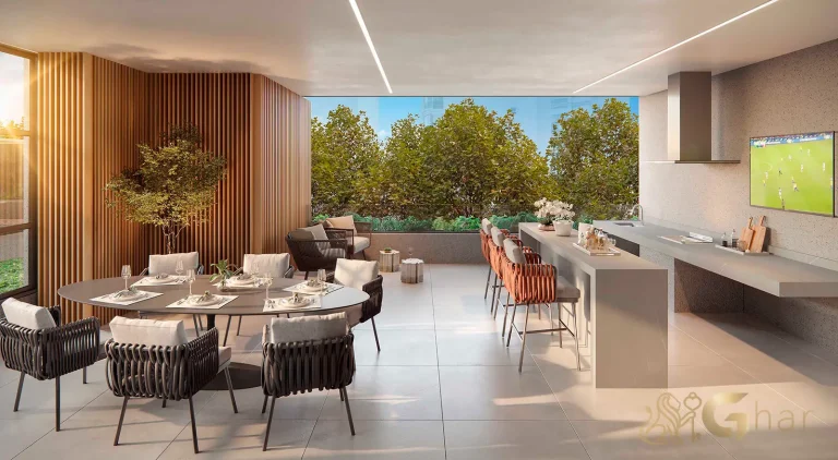 Espaço churrasqueira no condomínio Ampère Brooklin em São Paulo