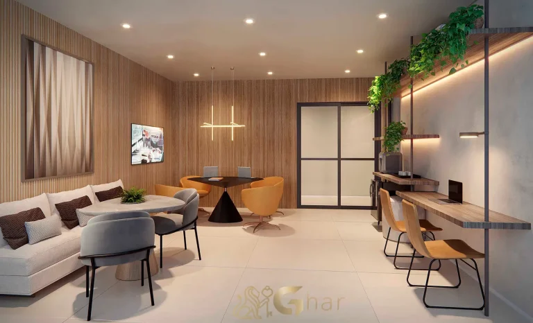 Espaço coworking no condomínio Ampère Brooklin em São Paulo