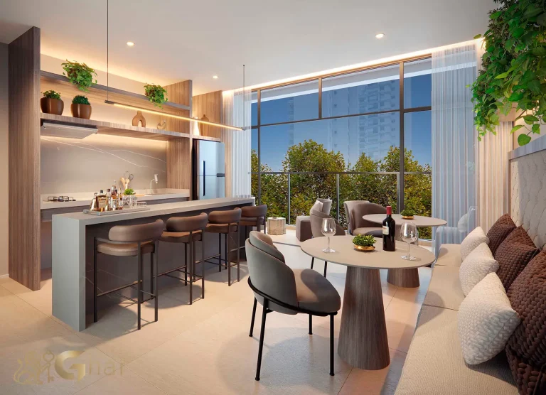 Espaço gourmet do condomínio Ampère Brooklin em São Paulo