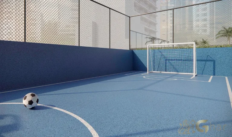 Quadra chute a gol no condomínio Ampère Brooklin em São Paulo