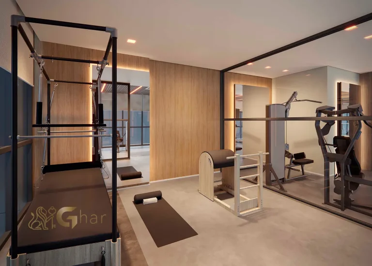 Sala de pilates do condomínio Ampère Brooklin em São Paulo