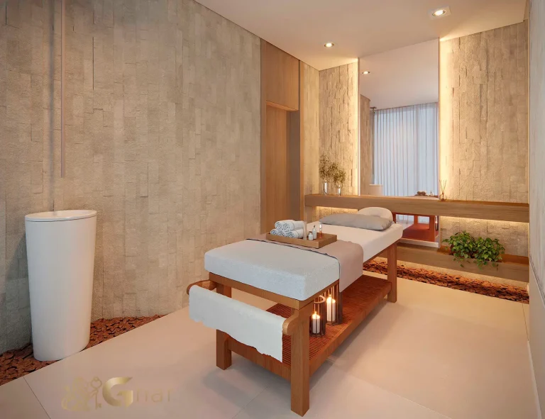 Sala de massagem do condomínio Ampère Brooklin em São Paulo