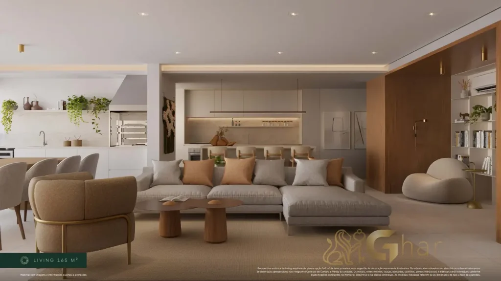 Living decorado em apartamento 165m² Bioma Cidade Center Norte Vila Guilherme